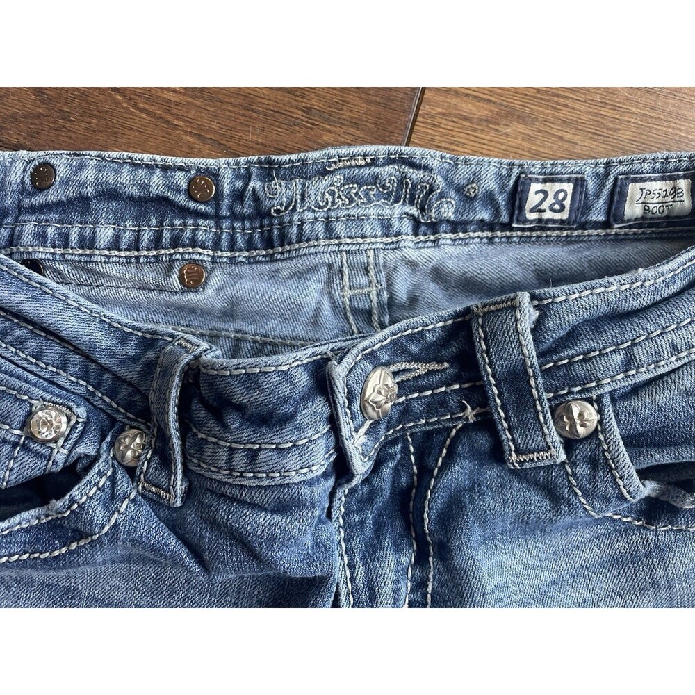 Miss Me Jeans Women’s 28 Bootcut JP5519B Embroidered Cross Bling Pocket JP5519B - Picture 2 of 13
